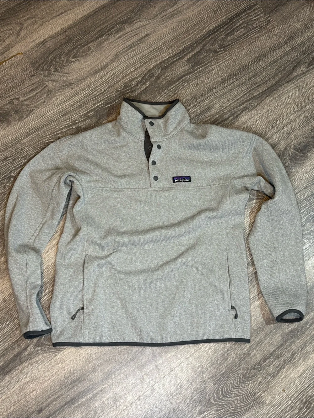 Patagonia Heather Gray Snap-Placket Fleece Pullover - Picture 1 of 5